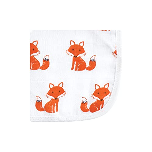 Image of Hudson Baby Unisex Baby Cotton Muslin Washcloths, Foxes, One Size