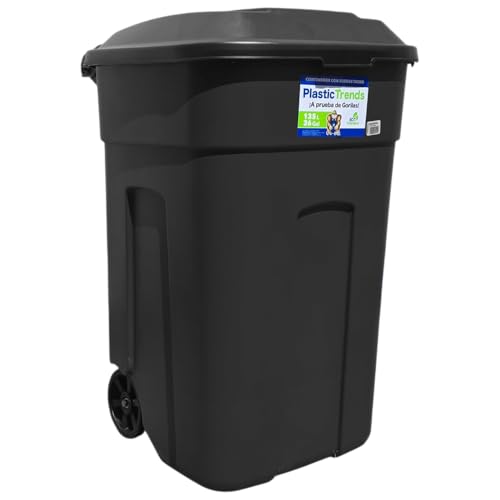 Catálogo de Botes de Basura los 10 mejores. 47 Pack 2 Botes de Basura con Ruedas | Tacho 135 Litros (Negro)
