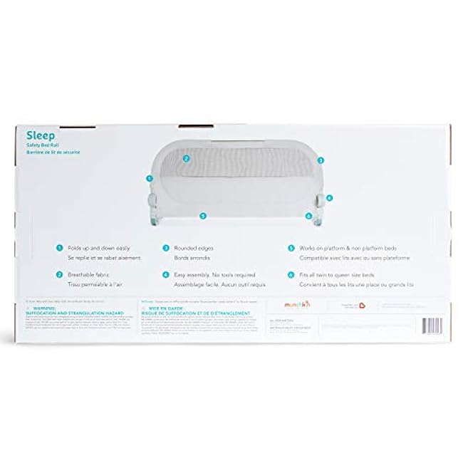 Munchkin? Sleep? Toddler Bed Rail, Fits Twin, Full and Queen Size Mattresses, Grey
