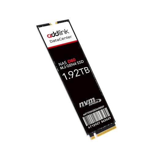 Addlink D60 1920GB M.2 2280 High Endurance Enterprise NAS Internal SSD for Business Server Data Center, PCIe Gen4X4 NVMe 1.4 3D eTLC, Up to 6,000 MB/s, Durability of up to 3,800 TBW (ad1920GBD60M2P)