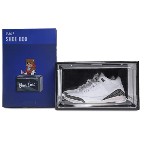 Image of Sneaker Box Black Pack of 1 | Front-Opening Heavy-Duty | Stackable Shoe Storage Organizer Crate with Magnetic Closure | Clear Sneaker Display and Dust-Proof Container | For Men and Women