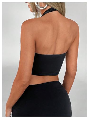 SOLY HUX Women's Halter Top V Neck Sleeveless Split Hem Backless Y2k Crop Tank Tops2