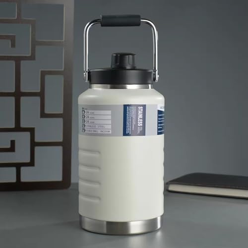 Image of Thermosteel Water Jug Insulated Tumbler with Magnet Lid 2100ml, Water from Bottle for Travel, Home, Office, School, Gym, Hotel and Dhaba 12+ Hours Hot and 18+ Hours Cold, (White)