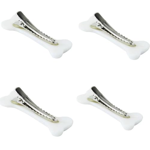 4 Piezas Clips para el Cabello Forma de hueso de perro Blanco Galyacht miniatura 1