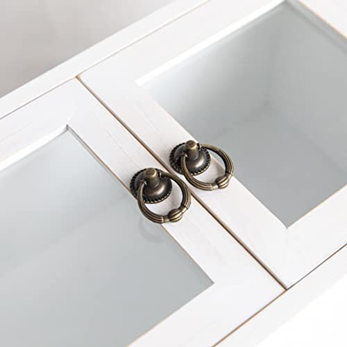 Collective Home - Storage Cabinet, Mini Countertop Cabinet, Distressed Wood Organizer For Kitchen Living Room Bedroom Bathroom Office With Magnetic Door, 14.5 X 6.5 X 10 (White) #TOP5
