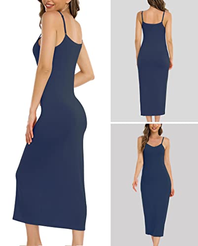 Image of Vlazom Women Full Slips Sexy Soft Slip Dress for Under Dress Spaghetti Strap Cami Slip Chemises V Neck Negligee S-3XL