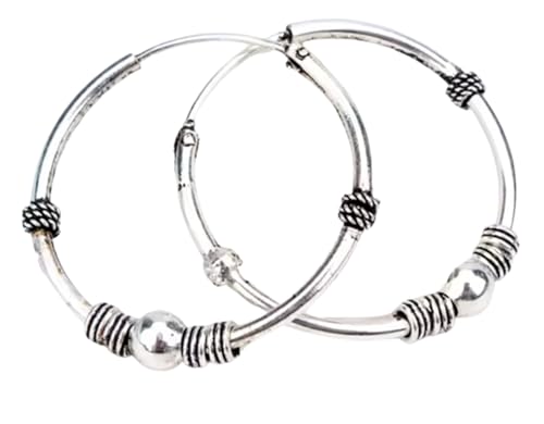 Aros de Plata Bali hipoalergénicos pendientes criollas 25mm unisex 3
