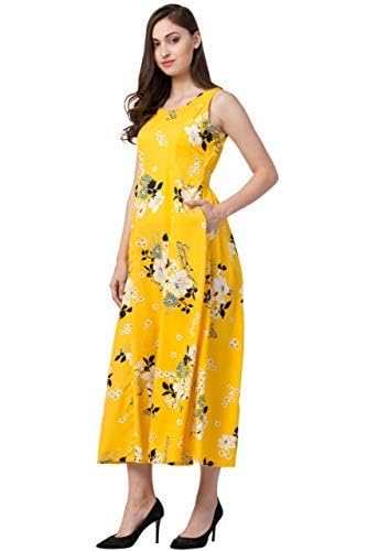 Image of PALOMI Floral Print Cut Sleeves Maxi Dress with Pocket for Girls & Women