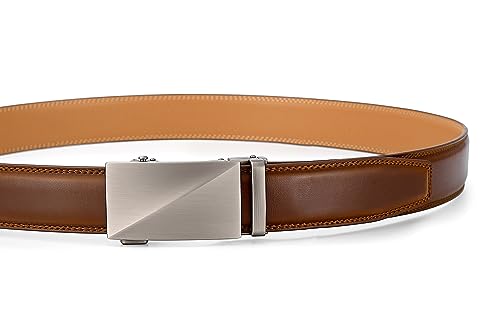 Image of Lingli Men's Belt,Ratchet Dress Belt with Automatic Buckle Brown /Black-Trim to Fit-35mm wide
