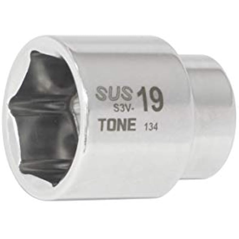 TONE SUS 소켓 육각 S3V-19 구동 각도 9.5mm 3/8 대변 19mm S3V-19: 대변: