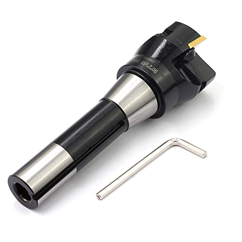 Image of OSCARBIDE Indexable End Mill R8 Shank TPG32,2 inch Cutting Diameter,3 Flutes | 6 inch Overall length | 3 TPCN32PDTR /TPG322 Carbide Inserts | For Steel & Stainless & Cast Iron & Aluminum | Smooth Finishing