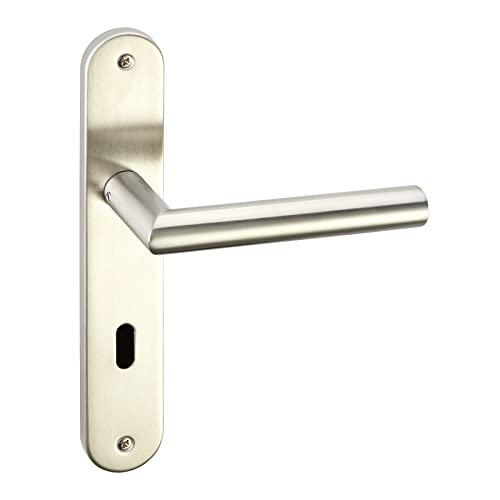 1 Juego de manillería WILMA cepillada (BB) para Puertas de habitación de placa larga con material de fijación de Sotech