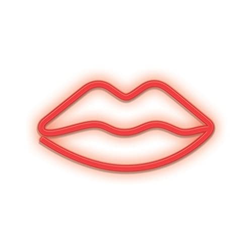 FOREVER Labios, labios rojos, labios LED, luz de neón, luces LED para dormitorio, habitación de los niños, letrero de neón para pared, accesorios de fiesta, alimentado por batería o USB