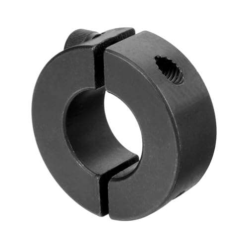Image of (4-Pack) SINOAXISSPACE Shaft Collar 3 /8 inch Bore, 1045 Steel Double Split Clamp-On Shaft Collars Style, 7 /8 inch OD, 3 /8 inch Thickness, with M4 Set Screws