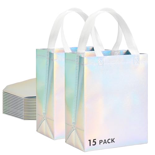 RACETOP Iridescent Glossy Gift Bags (15 Pcs)