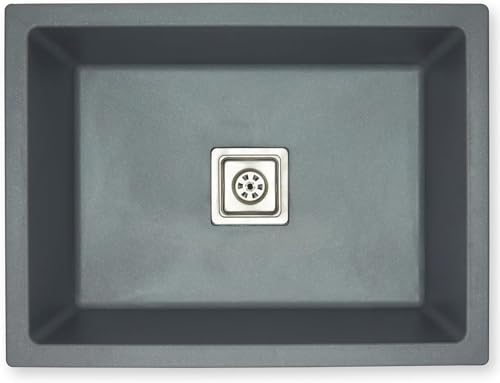 KrissKross Granite/Quartz Kitchen Sink Single Big Bowl- Quartz Classic Sink 24 x 18 x 9 inch, Matt finish with Sink Coupling/Waste Pipe (Dark Grey) (B0CR94TSQM) Amazon Price History, Amazon Price Tracker