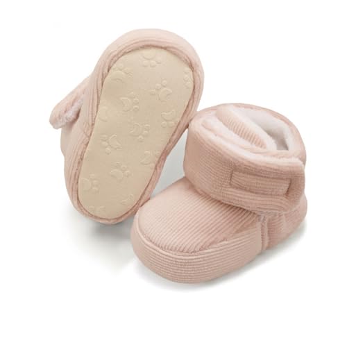 Baby Boys Girls Cotton Booties Non Skid Soft Sock Boots Infant Slippers Newborn First Walker Crib Shoes Pink 11CM