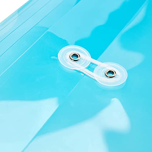Fanwu Plastic Legal Size Envelopes With String Tie Closure, 1-1/4" Expansion, Side Load, Clear File Folders Poly Project Paper Documents Organizer For Office School Home (Assorted Colors - 6 Pack) #TOP4