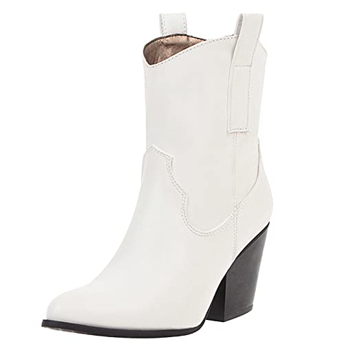 Bottines Cowboy Femme Gicoiz à Bout Pointu Contre le Froid