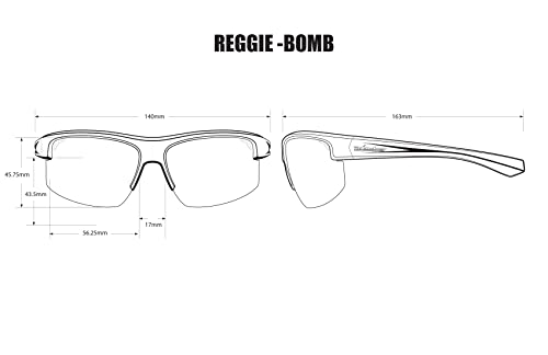 BOMBER Safety Sunglasses for Men Polarized, z87 Compliant, Reggie-Bomb Collection, Matte Black Frame with Ice Blue Mirror Polarized Lens, Non-Slip Foam Lining, z87 Compliant - RG111ICE4