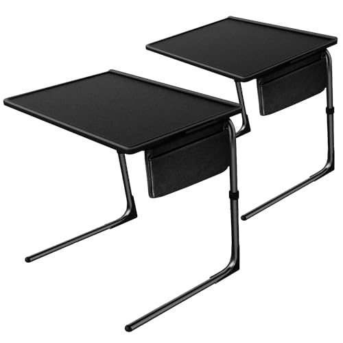Marsail TV Tray Table, Folding TV Dinner Table Comfortable Folding Table with 3 Tilt Angle Adjustments for Eating Snack Food, Stowaway Laptop Stand (2 Pack),Black,TZTT1K