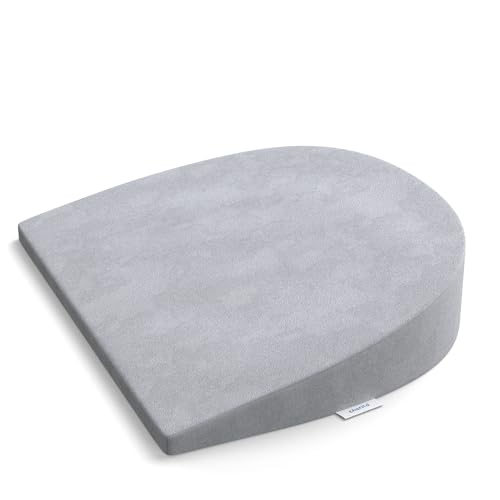 Image of Cherilo C Shaped Elevated Wedge Pillow for Baby Crib & Mattress, Elevate Baby to Prevent Acid Reflux, Colic, GERD, Heat Burn & Vomiting | 15 inch x 12 inch x 3 inch | - with Removable Velvet Cover - Grey