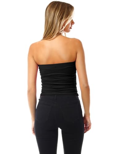 Image of MixMatchy Women's 3 Pack Tube Top Built-in Bra Strapless Ruched Bandeau