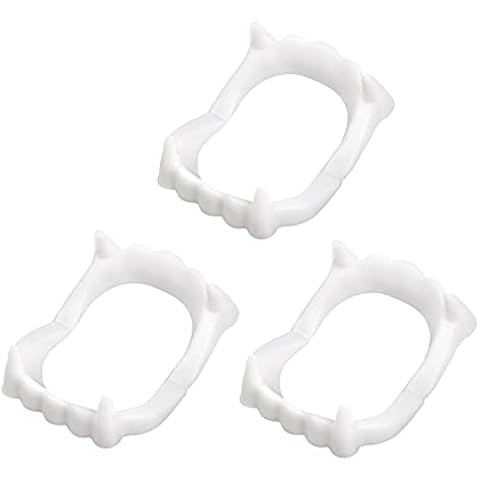 UNVOJL 3 Pieces Vampire Teeth Plastic Fake Fangs Dentures for Party Props Halloween Party Fangs Cover