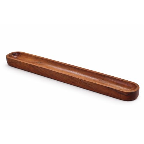 KC Kullicraft Hand-Carved Acacia Wood Long Olive Tray &ndash; Canoe Style Serving Dish for Olives...