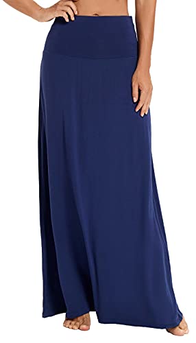 Jupe longue bohème bleu marine XL aux finitions soignées et tissu au tombé fluide
