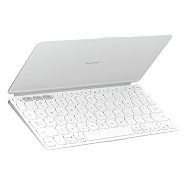 Teclado Sem Fio Portátil Logitech Keys-To-Go 2 para Tablets, iPad, iPhone, macOs e Windows, com Capa Integrada, Conexão Bluetooth e Easy-Switch para até 3 Dispositivos - Cinza Claro