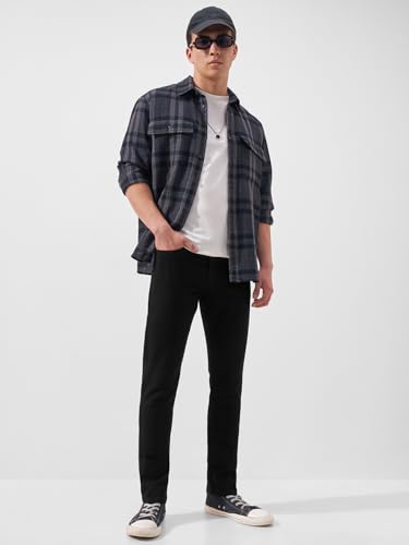 Image of Highlander Mens Tapered Fit Denim Jeans for Man |Jeans Pant Cropped Length|Mid-Rise|Stylish Casual Wear with Stretchable Fabric
