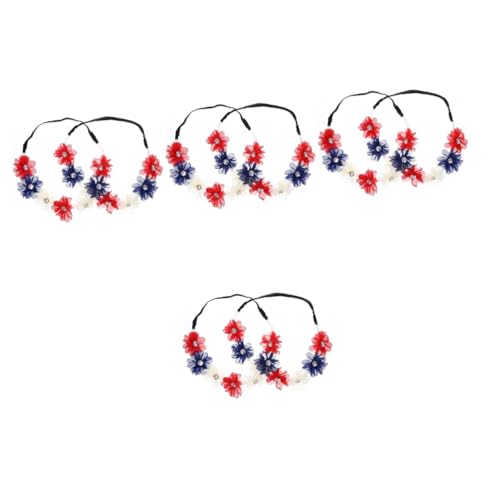 Bandeaux fleurs patriotiques lot de 8 accessoires cheveux élastiques fête