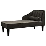 ULUYYUC Couchbar Bodensofa Sofas & Couches Schlafcouch - Chaiselongue mit Nackenrolle Schwarz Samt für Terrasse Garten Lounge Party
