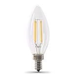 Feit Electric CTC40/927CA/FIL/6 3.3W 40W Equivalent Clear Dimmable 300 Lumen Torpedo Tip 6-Pack LED Chandelier Light Bulb, 3.9 in x 1.3 in (H x D), 2700K (Soft White), 6 Piece
