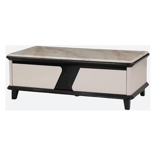 Image of Royaloak Rome Italian Marble Center Table l Italian Art Marble l HDF with High Gloss Reflective Finish l Tapered Design Legs l Italian Collection l Marble Centre Table for Living Room
