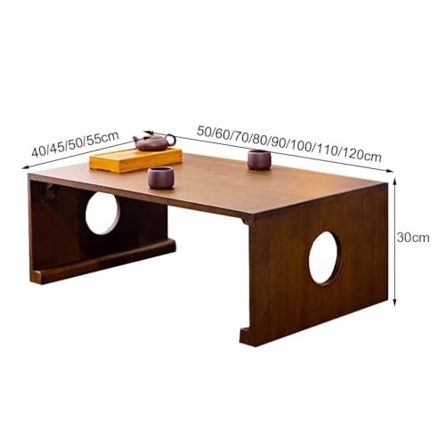 Table basse japonaise bois pliante compacte pour salon de thé zen