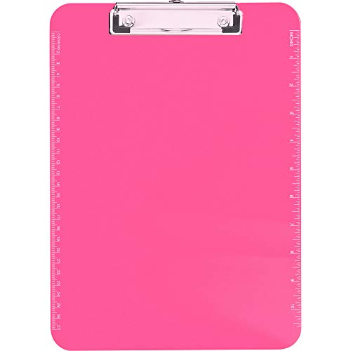 Neon Pink Transparent Plastic Clipboard, 9" X 12.5" (Spr01868) #TOP1