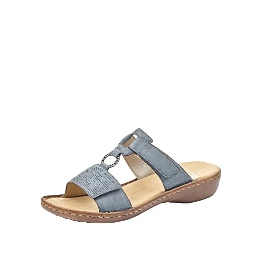 Rieker Damsandaler 60885, dam slip on, Blå Azur 12, 42 EU