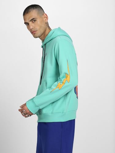 Image of Veirdo Cotton Fleece Regular Fit Full Sleeve Hooded Sweatshirt Front and Back Graphic Printed Jumper Hoodie for Men