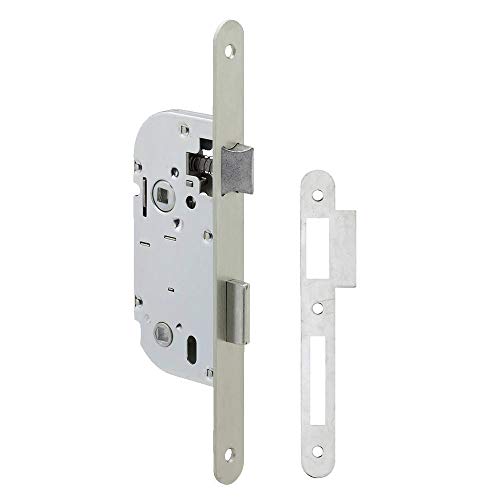 METALUX série 262 - Serrure à encastrer 1 point réversible Têtière bouts ronds avec gâche pour porte en bois Porte de chambre | Porte de Toilettes | Porte de Bureau | Porte de salle de bain