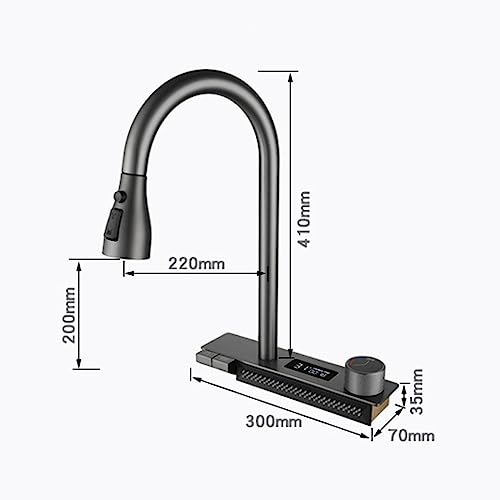 Robinet de cuisine à douchette extractible et bec cascade pour évier moderne - 4