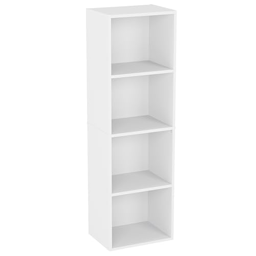 Vida Designs Estantería Oxford de 4 Niveles, de Madera, Color Blanco, para Oficina, Sala de Estar