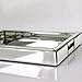Rectangle Silver Mirror Decorative Tray Size 11” Length x 14” Width x 2” Height, Mirrored Vanity Organizer with Hand, Markup Perfume Jewelry Tray for Bathroom Bedroom Dresser Coffee Table qmdecor