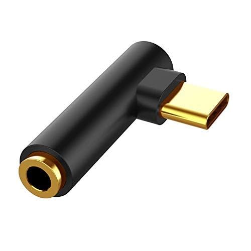 DCZ Type-C 2-in-1 Headphone Audio and Charging Adapter, 13 cm, Black and Gold, 96KHz/24-bit Audio Support