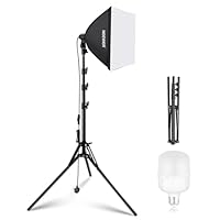 NEEWER 40x40cm Softbox Lighting Kit with 35W E27 LED Bulb (UK Plug) CE/UKCA Certified 5700K CRI93+, 180cm Light Stand for Photography Lighting TikTok Live Streaming Video Recording, SF40