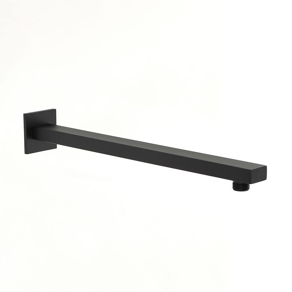 Milano Black Preto Wall Mounted Rainfall Shower Head Rectangular Arm