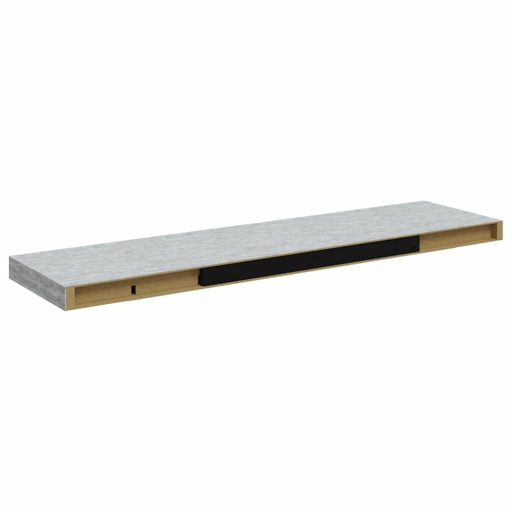 Estantería flotante gris hormigón 90 x 23,5 x 3,8 cm, estante de pared de madera de panal MDF con marco de metal, soporte invisible, para libros, decoración, dormitorio, cocina, resistente y