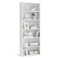 VASAGLE CUSTOS Collection - Bookshelf, 6-Tier Bookcase, Book Shelf, Open Storage Shelf, 9.4 x 23.6 x 63.3 Inches, for Living Room, Home Office, Dinning Room, Cloud White ULBC166T14