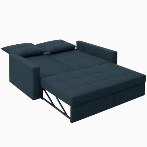 Image of CASASTYLE Trissa 2 Seater Pull-Out Premium Fabric Sofa Cum Bed Sofa Set for Living Room (Teal Fabric)